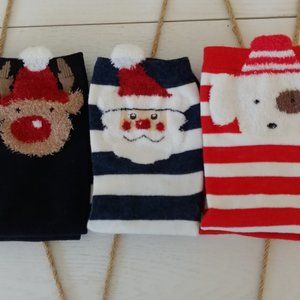 Rudolph, Santa& Christmas Puppy sock set